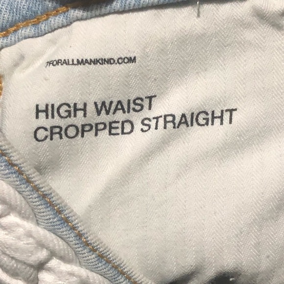 7 For All Mankind Jeans Women's 30 High Waist Cropped Straight Light Wash W/Belt - Picture 3 of 8